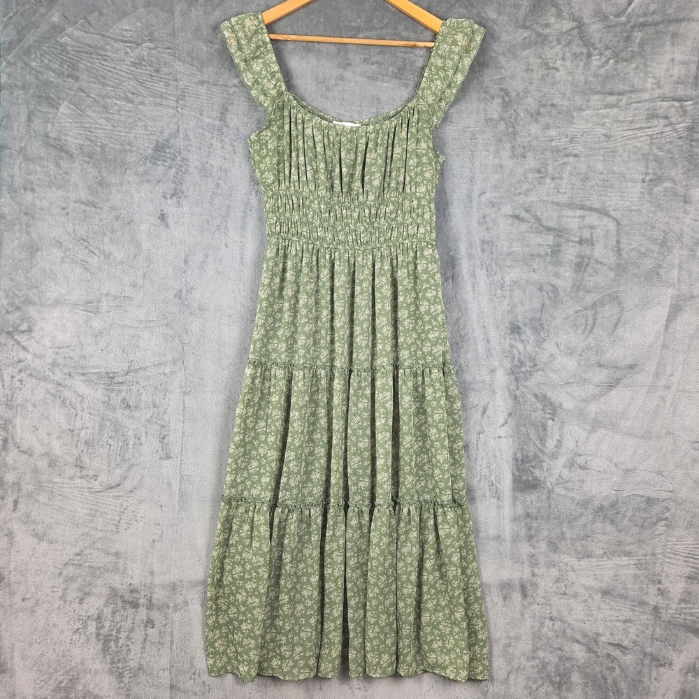 Womens Dress XL Romantic Floral Tiered Maxi Cottagecore Coquette Milkmaid Ruffle